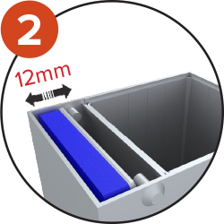 Le range-couvercle permet d’accueillir un revêtement de 12mm maximum