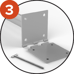 Platine sur charnière permet de retirer facilement le produit losque l’on utilise le terrain pour un autre sport