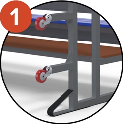 4 roues pivotantes à frein par module facilitent le mouvement et le rangement