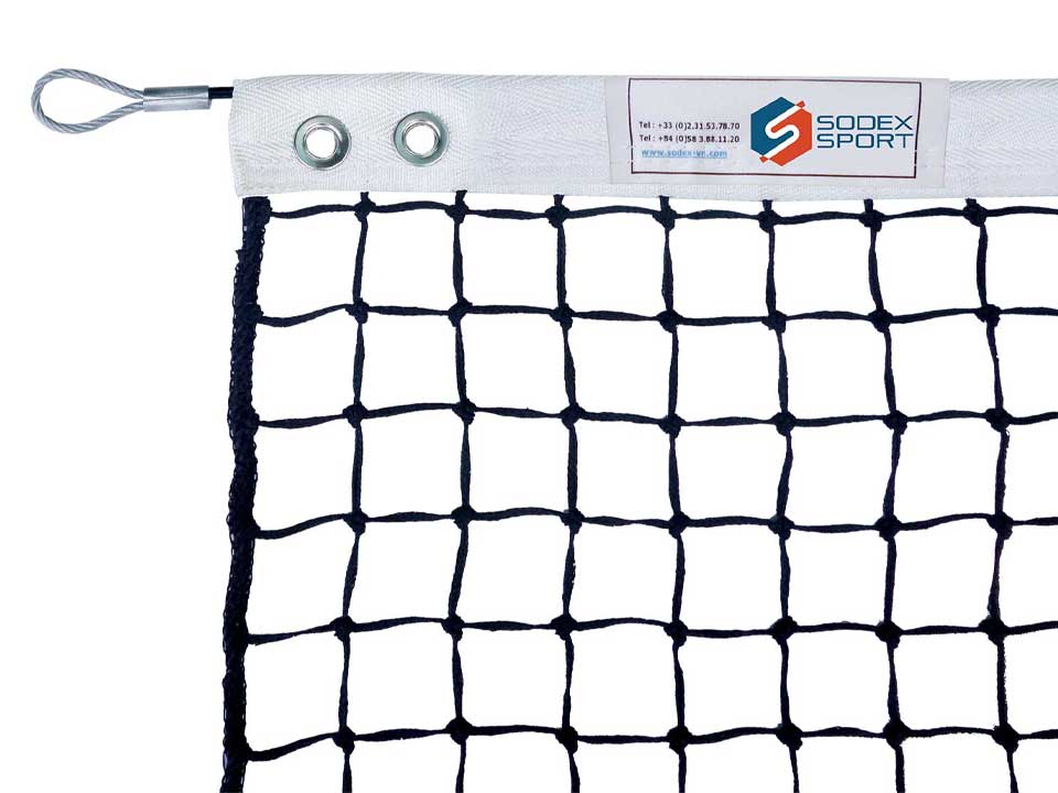 Filet de tennis tressé avec bandes PVC et barres de cadrage - Sodex