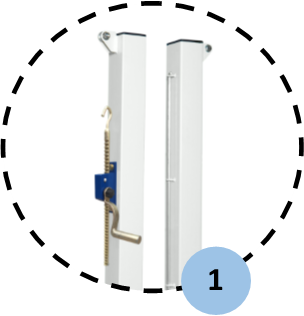 Zoom sur systeme de tension par crémaillère